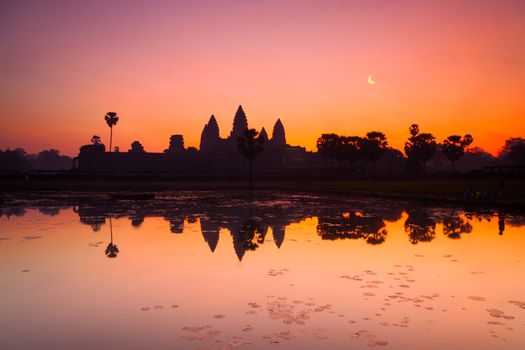 Colorful sunrise at Angkor Wat, Siem Reap, Cambodia, Asia.