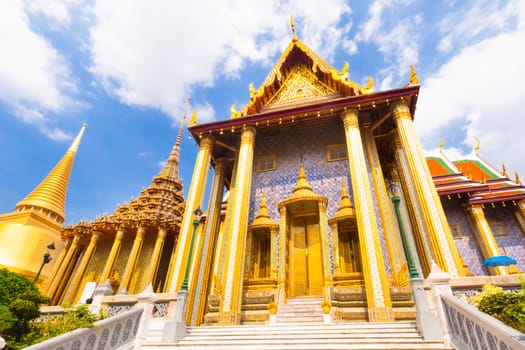 Thailand, Bangkok, The Wat Phra Kaew ( Temple of the Emerald Buddha), famous for golden pagoda.