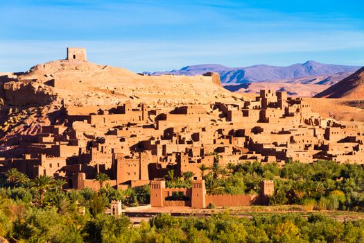 Ait Benhaddou,fortified city, kasbah or ksar, along the former caravan route between Sahara and Marrakesh in present day Morocco. It is situated in Souss Massa Draa on a hill along the Ounila River.