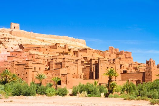 Ait Benhaddou,fortified city, kasbah or ksar, along the former caravan route between Sahara and Marrakesh in present day Morocco. It is situated in Souss Massa Draa on a hill along the Ounila River.