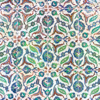 Oriental mosaic detail in  The Topkapi Palace, a large palace in Istanbul, Turkey, that was the primary residence of the Ottoman Sultans.