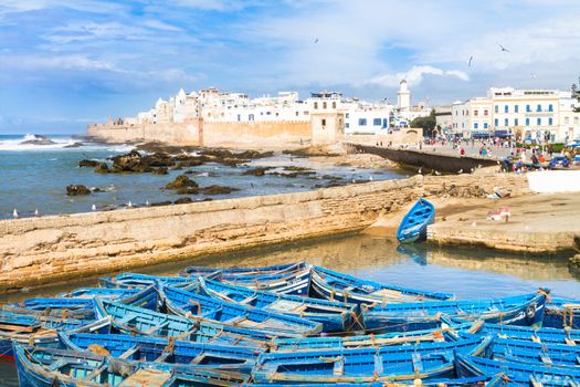 Essaouira is a city in the western Moroccan economic region of Marrakech Tensift Al Haouz, on the Atlantic coast. It has also been known by its Portuguese name of Mogador. Morocco, north Africa.