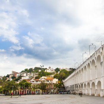 Carioca Aqueduct in Lapa  neighborhood, Rio de Janeiro, Brasil.