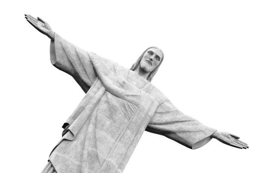 Christ the Redeemer Statue, Rio de Janeiro, Brazil. Black and white.