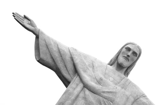 Christ the Redeemer Statue, Rio de Janeiro, Brazil. Black and white.