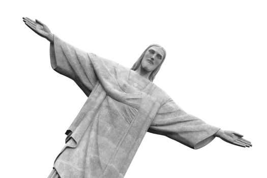 Christ the Redeemer Statue, Rio de Janeiro, Brazil. Black and white.