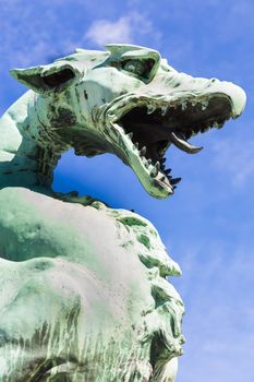 Famous Dragon bridge (Zmajski most), symbol of Ljubljana, capital of Slovenia, Europe.