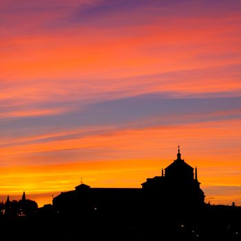 Silhouette of catholic church in Toledo, UNECO protected town in Spain