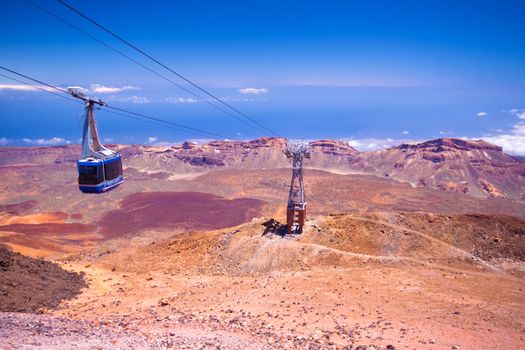 Cable car on the highest peak of Spain - Volcano El Teide, Tenerife, Spain