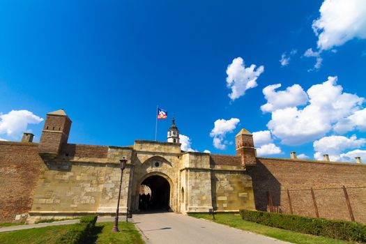Entrance to Kalemegdan Fortress in Belgrade, capital of Serbia.  Kalemegdan Park is the largest park and the most important historical monument in Belgrade.