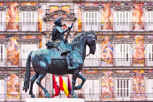 Statue of King Philips III, Plaza Mayor, Madrid, Spain.