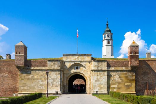 Entrance to Kalemegdan Fortress in Belgrade, capital of Serbia.  Kalemegdan Park is the largest park and the most important historical monument in Belgrade.