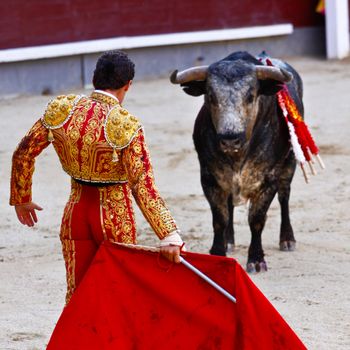 MADRID - JUNE 25: Novilladas in Las Ventas. Novillero: Francisco Montiel. Bulfighting has been prohibited in Catalunia since 2011 for animal torturing. June 25, 2011 in Madrid (Spain)