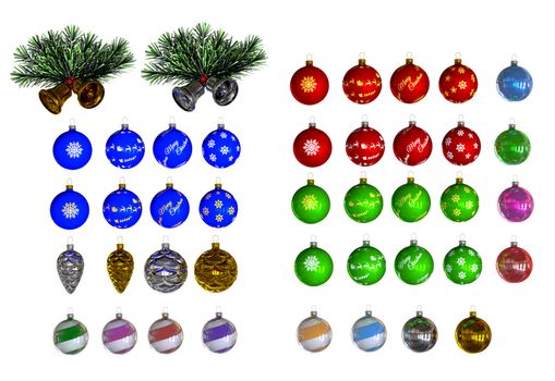 3D Christmas decorations designed with clipping path