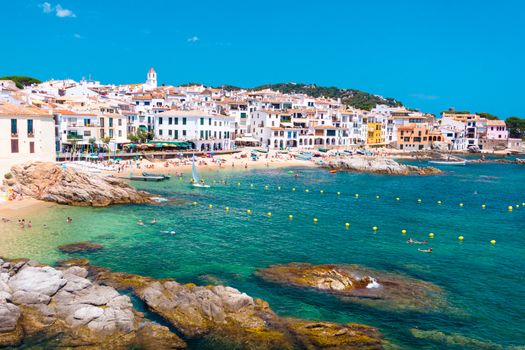 Calella de Palafrugell, traditional whitewashed fisherman village and a popular travel and holiday destination on Costa Brava, Catalonia, Spain.