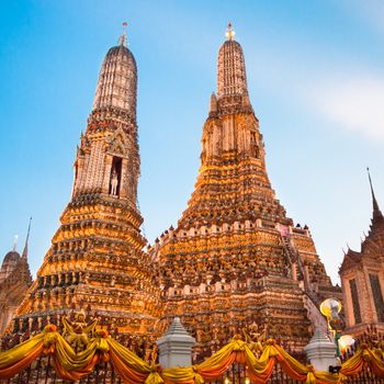 Wat Arun Temple in Bangkok, Thailand, south east Asia.