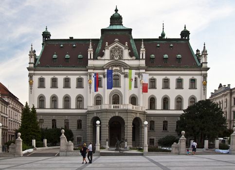 Headquarters building of University of Ljubljana, Slovenia, Europe. One of the sights in the capital.