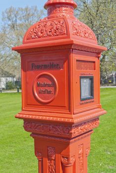 Old German fire alarm box, photo taken in Berlin, Germany