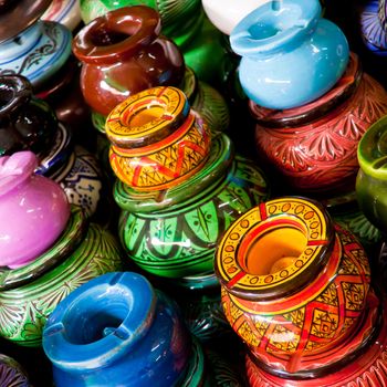 Handcrafts shot at the market in Marocco