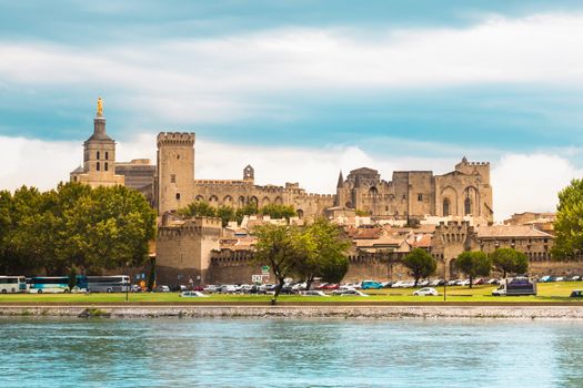 Important medieval city of Avignon, situated on the left bank of the Rhone river. Provence, France, Europe.  It was the seat of the Papacy from 1309 until 1377 in the time of Pope Clement V.