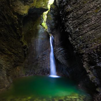 Slap Kozjak (Kozjak waterfall) in the National Park of Triglav, Julian Alps, Slovenia, Europe.