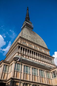 The Mole Antonelliana is a major landmark building in Turin, Italy. It is named for the architect who built it, Alessandro Antonelli. Originally conceived of as a synagogue, it now houses the National Cinema Museum.