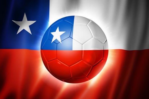3D soccer ball with Chile team flag, world football cup Brazil 2014