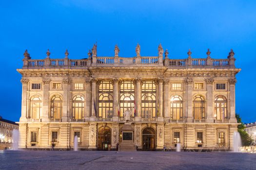 City Museum of Ancient Art in Palazzo Madama, Turin, Italy shot in the dusk.