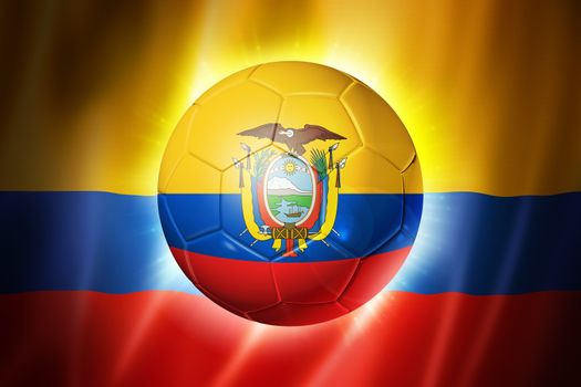 3D soccer ball with Ecuador team flag, world football cup Brazil 2014