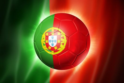 3D soccer ball with Portugal team flag, world football cup Brazil 2014