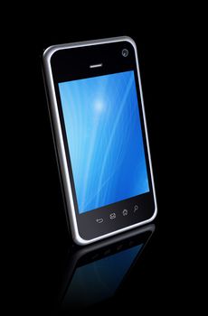 3D smartphone, mobile phone isolated on black with clipping path