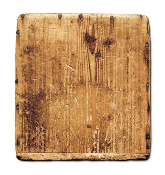 Old grunge wood board isolated on white with clipping path