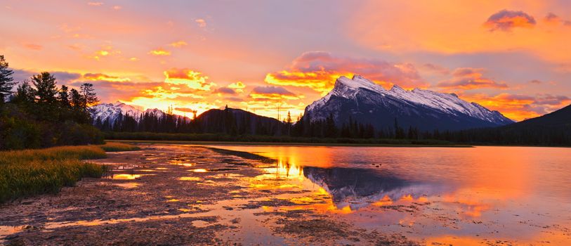 Sunset above Vermilion Lakes, Banff National Park, Canada