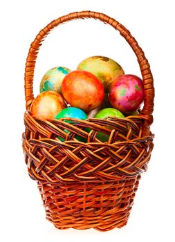 Easter basket on white background