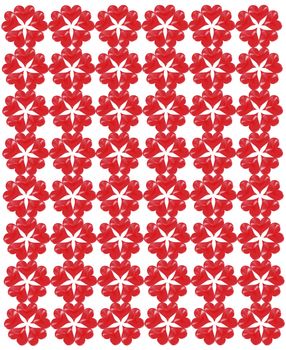 pattern from red shapes like laces with hearts