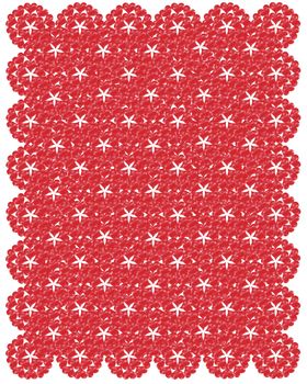 pattern from red shapes like laces with hearts