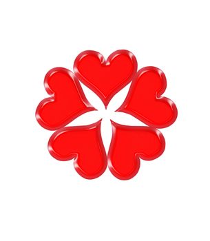pattern from red bright shapes like hearts