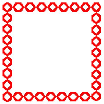 frame from the red patterns on the white background