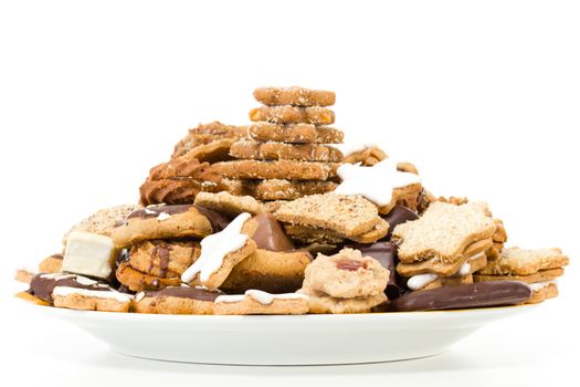 Dish filled with fresh baked christmas cookies