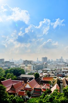 Bangkok cityscape with nice blue sky, Thailand