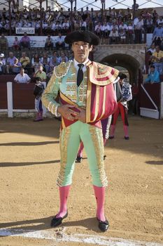 Ubeda, Jaen province, SPAIN - 29 september 2010: Spanish bullfighter Manuel Jesus El Cid at the paseillo or initial parade in Ubeda, Jaen province, Spain, 29 september 2010
