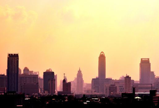 Bangkok cityscape with pollution concept