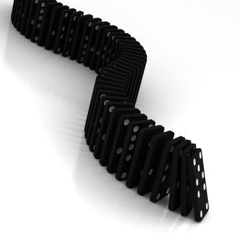 black dominoes falling over on a white background