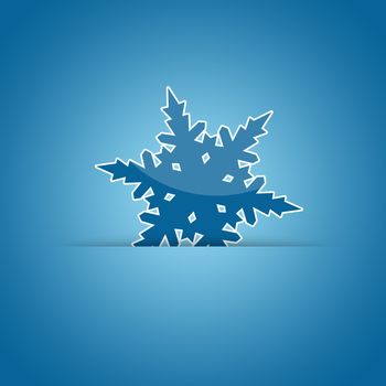 Christmas element. Snowflake isolated on blue background