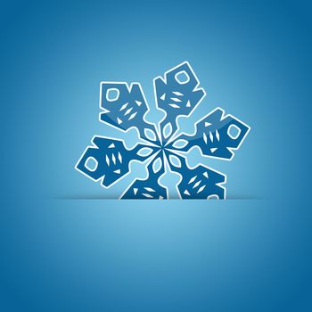 Christmas element. Snowflake isolated on blue background