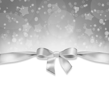 New Year's background. Ribbon and snowflakes on abstract gray background