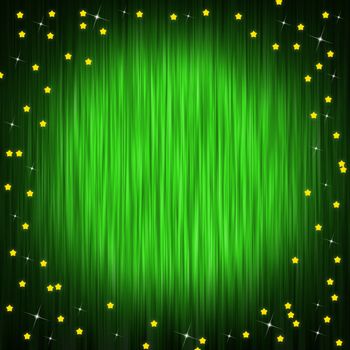 Closed curtain of green cloth and little stars