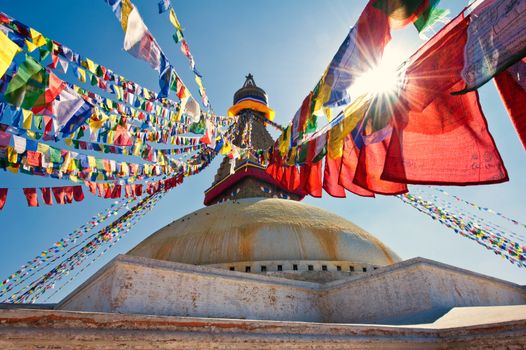 Boudhanath Stupa in the Kathmandu valley, Nepal 