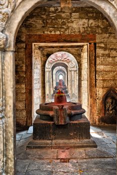 shiva lingam of Pashupatinath temple and cremation ghats, Khatmandu, Nepal 