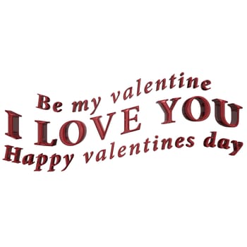 Glossy red three-dimensional inscription I LOVE YOU